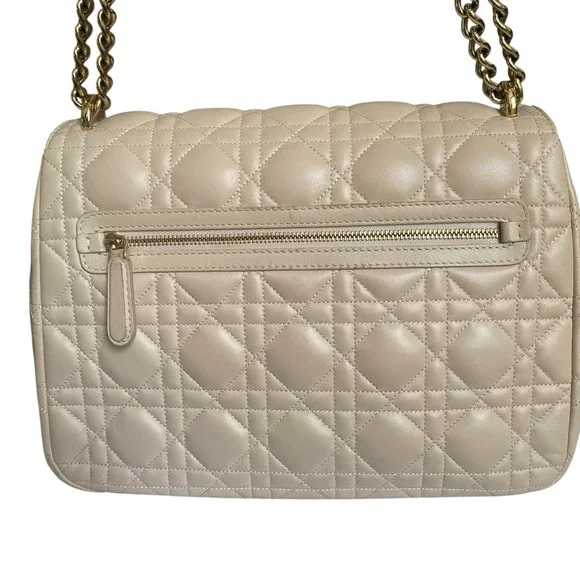 Christian Dior Shoulder Flap Bag Medium Nude Beige Pink Gold Chain - Picture 5 of 16
